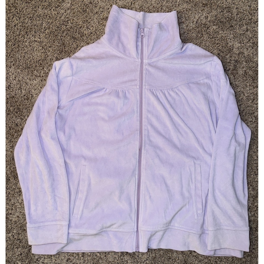 JG Hook Women's‎ 2XL Lavender Velour Zip Jacket Pockets Casual Lounge Plus Size